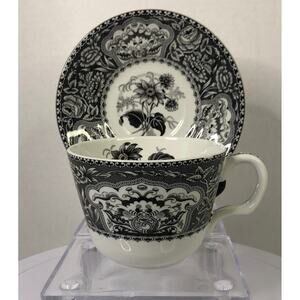 The Spode Blue Room Collection Floral Teacup and Saucer